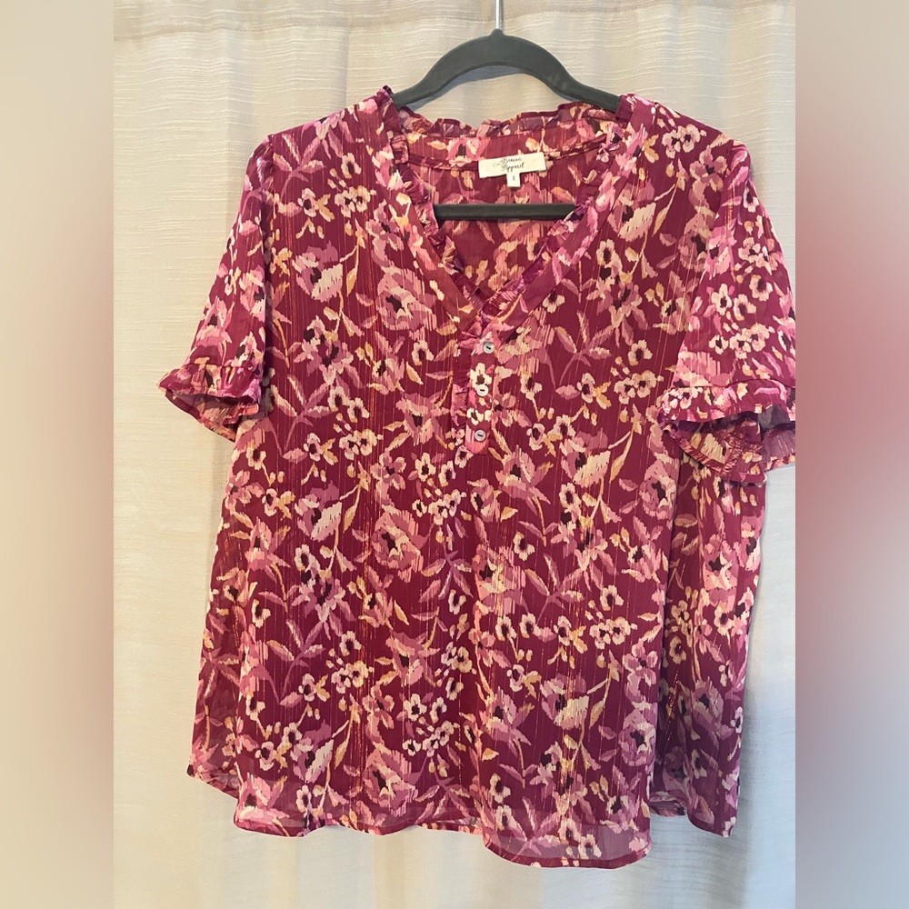 Beacon Apparel Pink and Gold Blouse